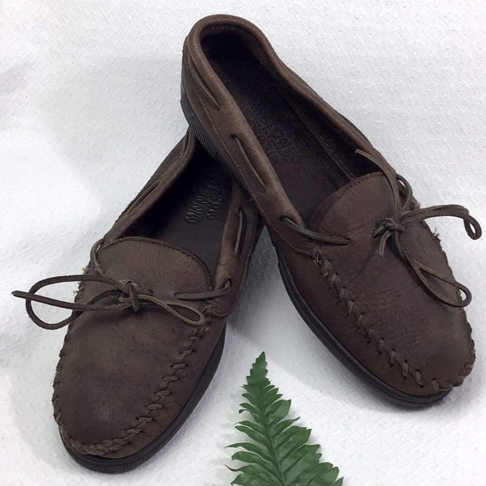 Minnetonka Classic Driver Style Brown Leather Moccasin Loafers
